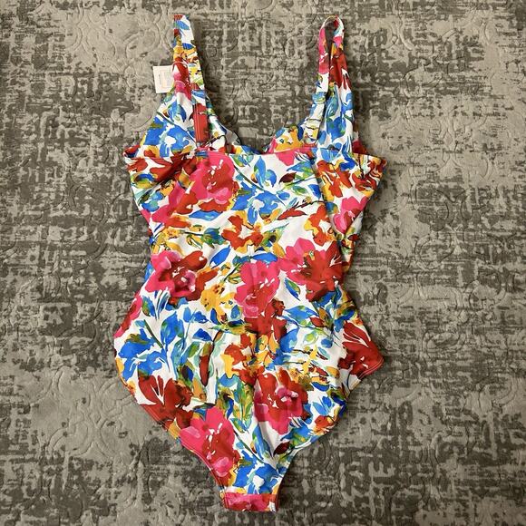 B2prity One Piece Floral Swim Suit Size 2XL Tummy Control V Neck Swimsuit - Picture 9 of 11